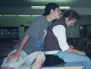 James trying to lick Jen