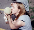 Val kissing her melons, lucky melons