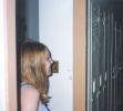 Val coming out of the guys washroom